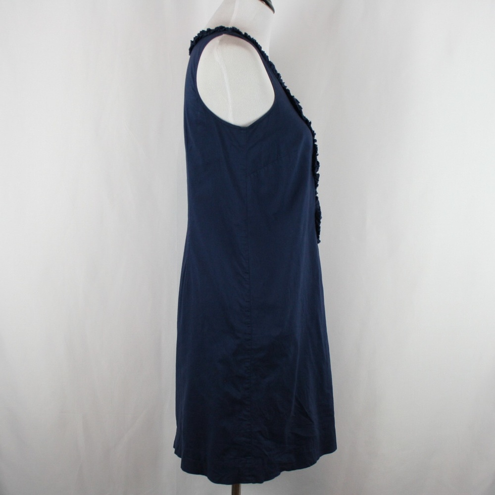 J. Crew Factory Front Ruffle Sleeveless In Navy - Picture 6 of 8